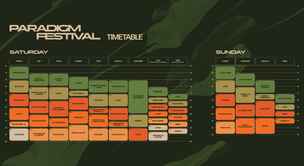 Paradigm Festival Timetable